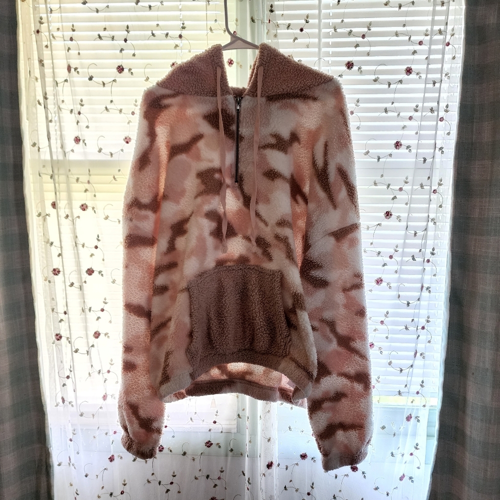 Sherpa Pink Camo Print Hoodie